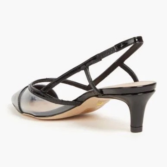 Stuart Weitzman Poudre Mondrian 50 Slingback PVC kitten heel Pumps in Black - Picture 3 of 13